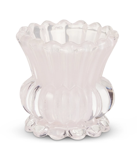 Pink Ruffle Glass Candle Holders