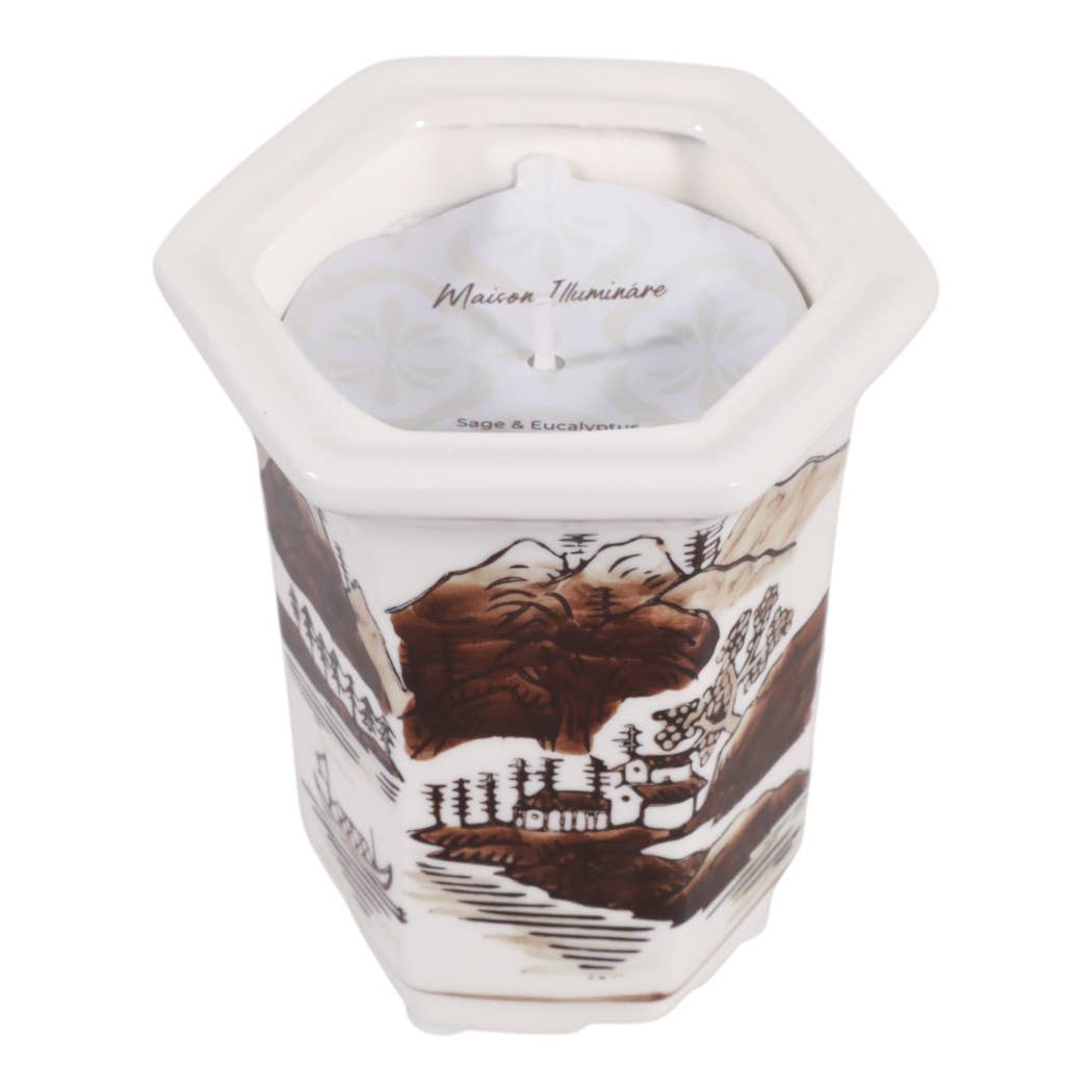 6 oz Brown Cermaic Sage & Eucalyptus Candle