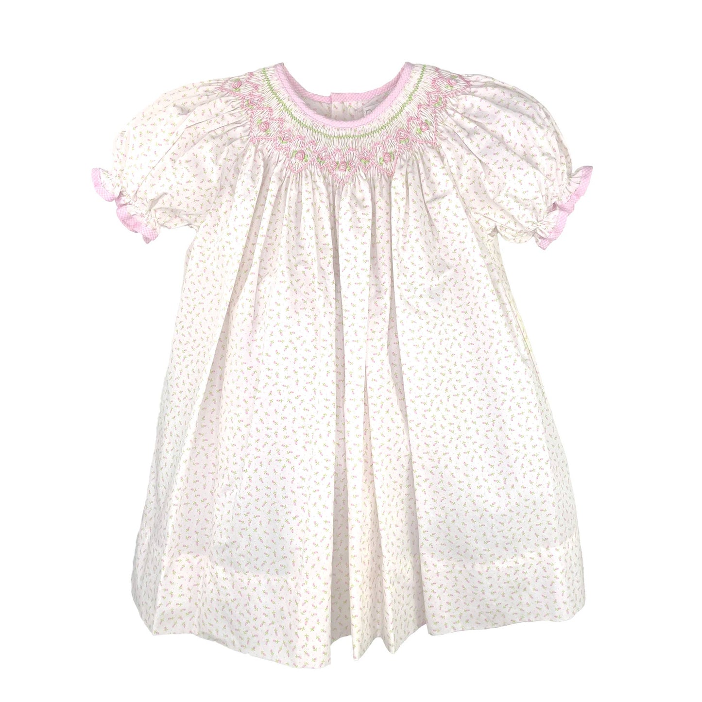 Bishop Smocked Floral Print Dress