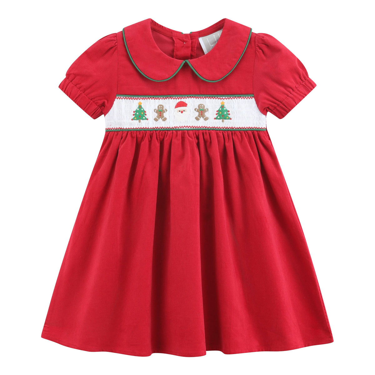 Red Corduroy Christmas Smocked Dress