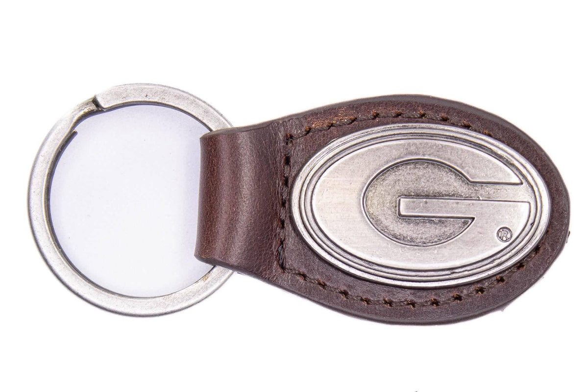 Georgia Bulldogs Oval Leather Key Fob