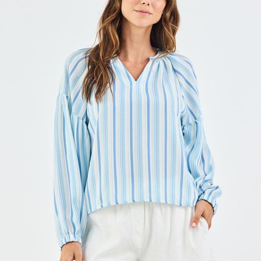 Mary Square Scarlette Harbour Blue Striped Blouse