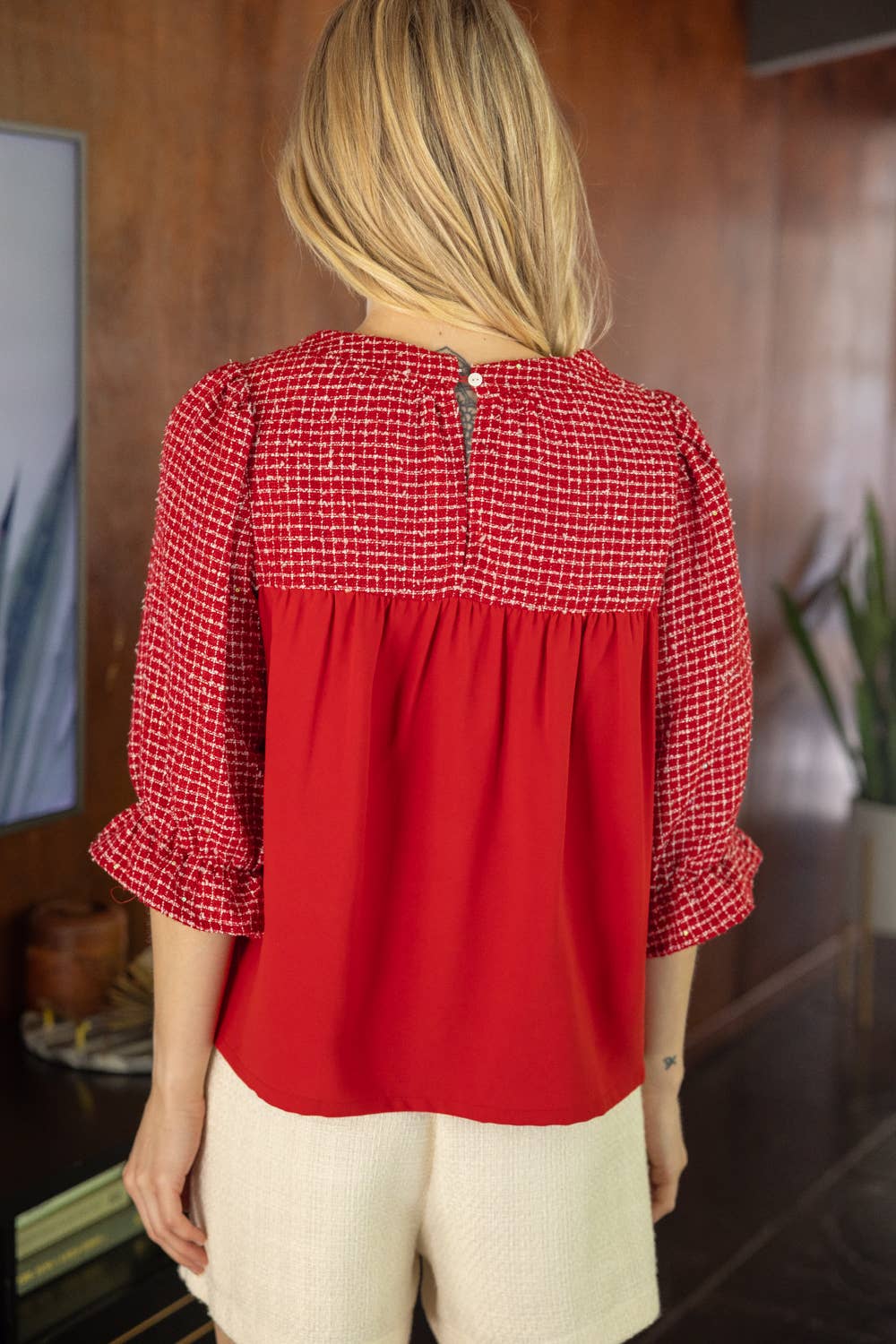 Red Tweed Top