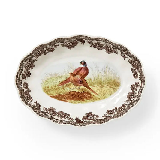 Woodland Pheasant Oval Fluted Dish