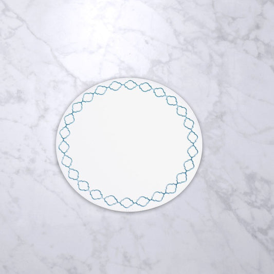 VIDA Round Embroidered Quatrefoil 15.5" Round Plac