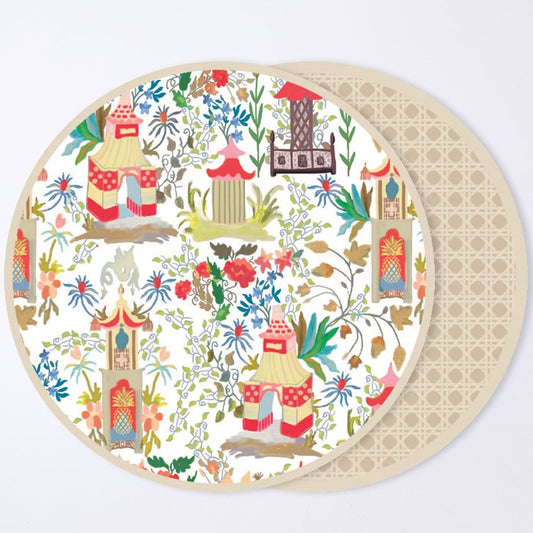 VIDA Pagoda Reversible 15.5" Round Placemats S4 (N