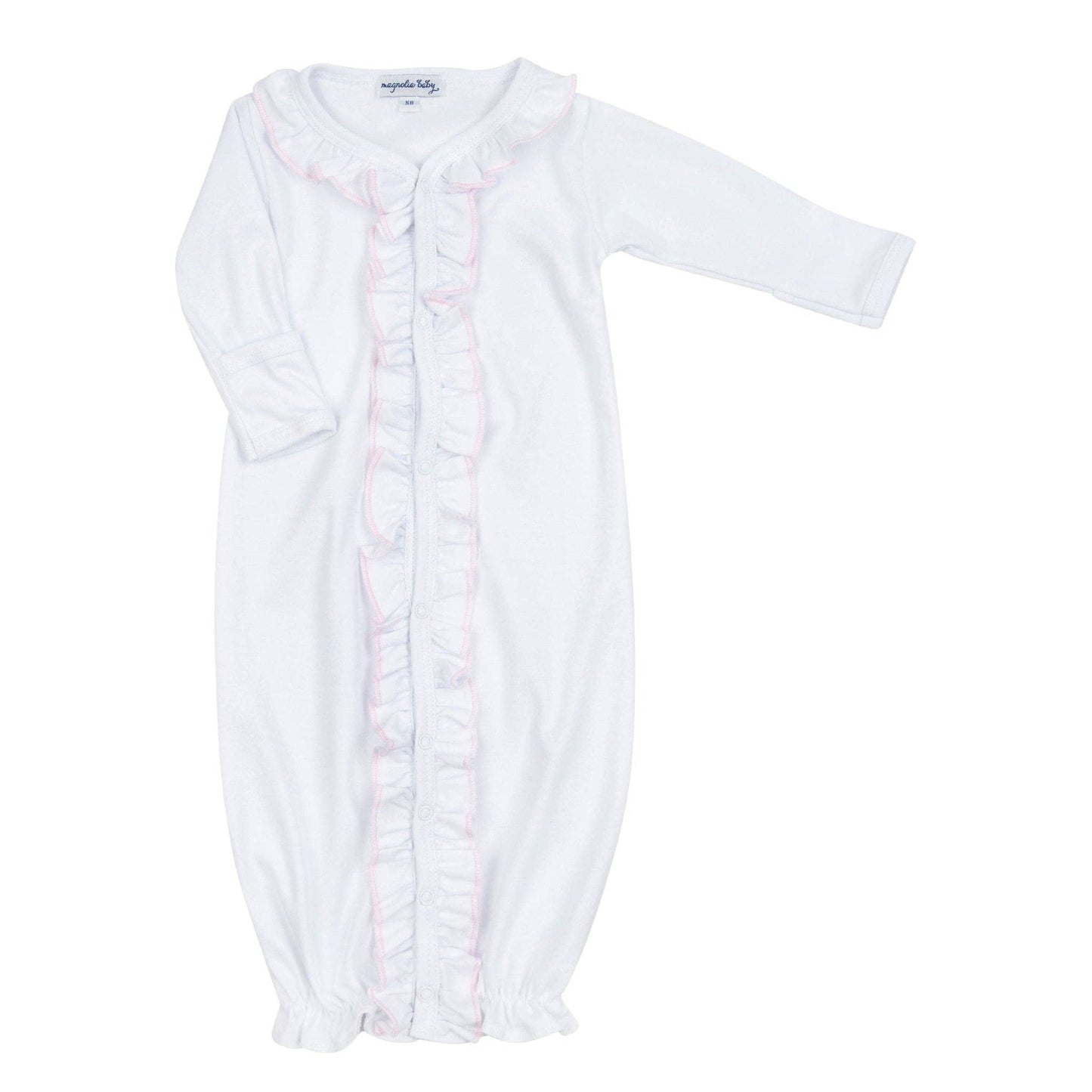 Pima Cotton White Converter with Pink Ruffle