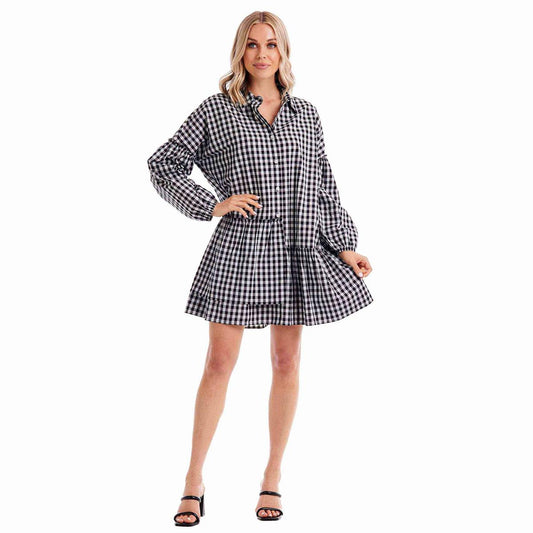 Black/White Gingham Mary Dress