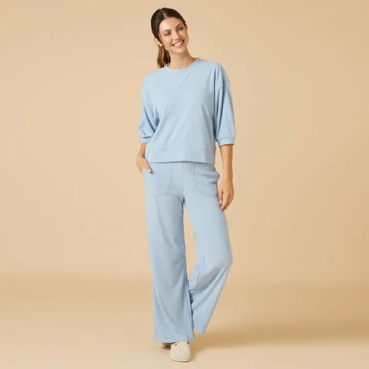 Softies Terry Crew Neck Set- Heather Sky Blue