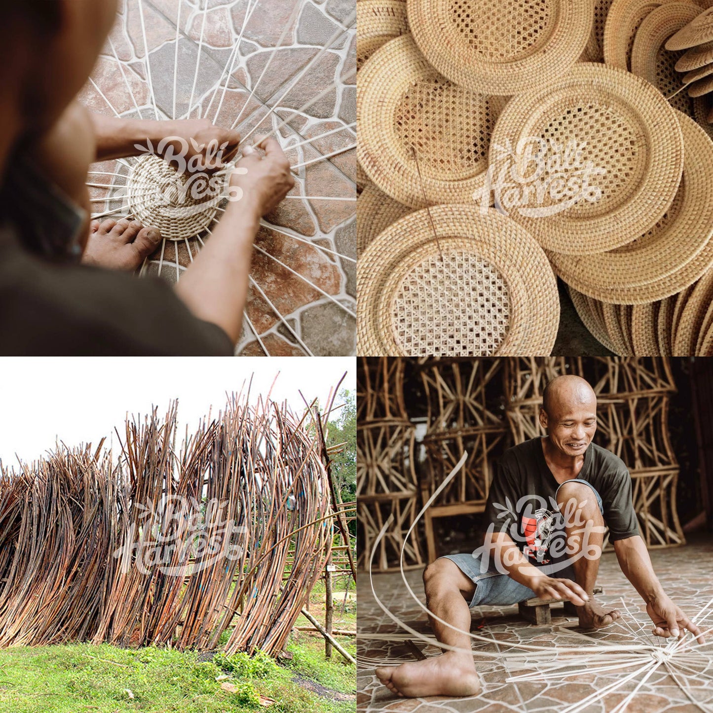 Scallop Rattan Charger Plate (Brown) Wicker Straw Placemat