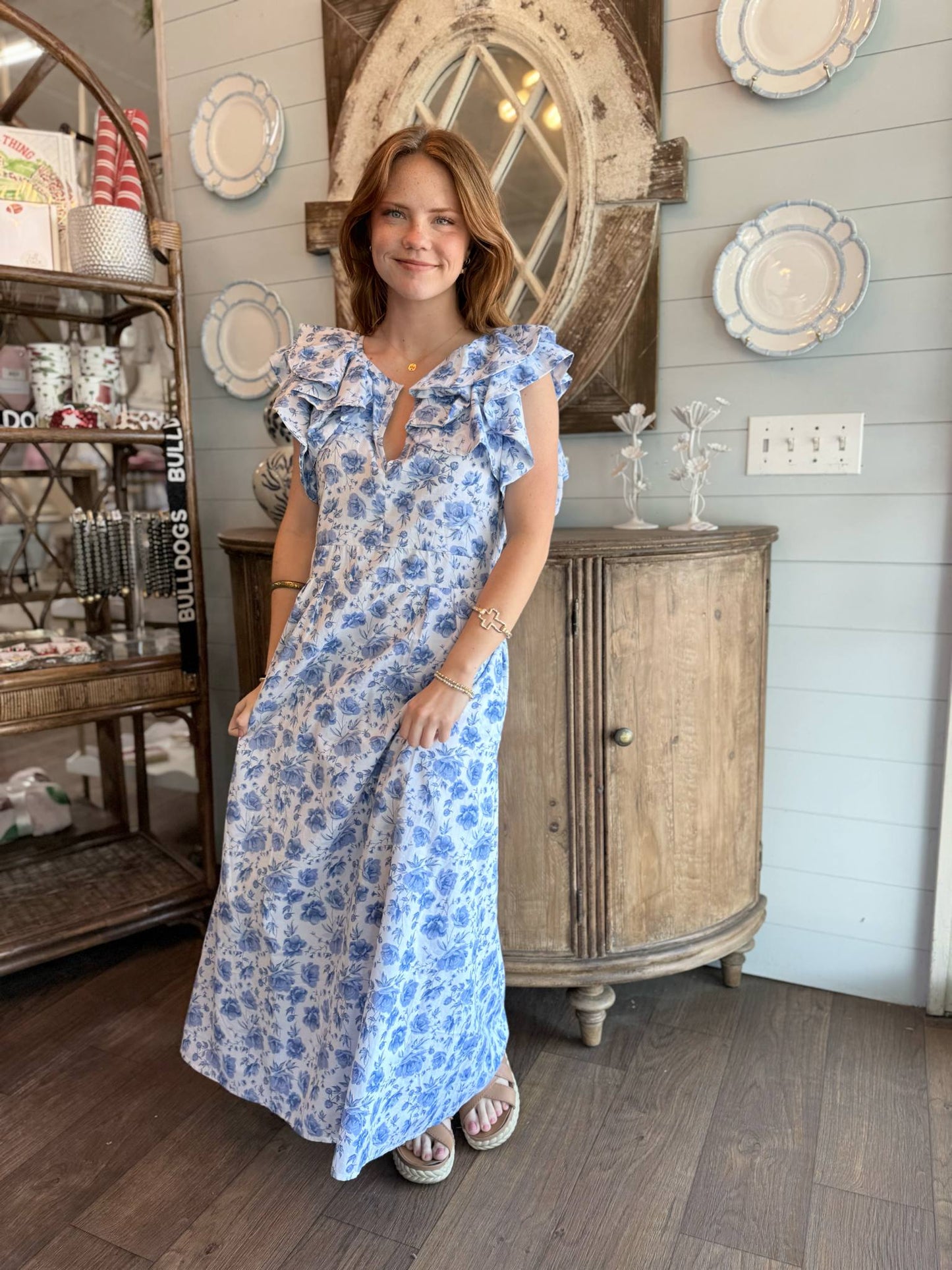 Blue Buds Maxi Dress