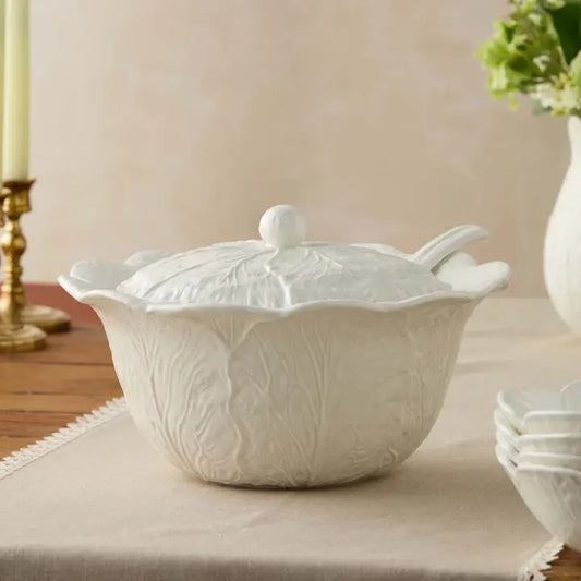 Le Jardin White Cabbage 3-D Tureen with Ladle