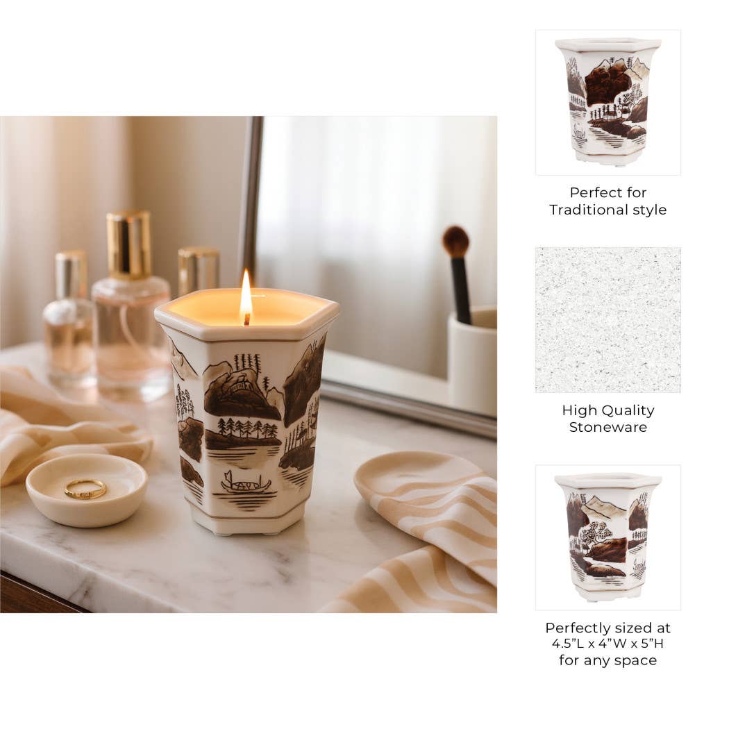 6 oz Brown Cermaic Sage & Eucalyptus Candle