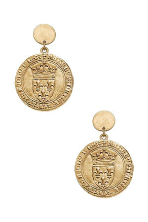 French Coin Drop Earrings