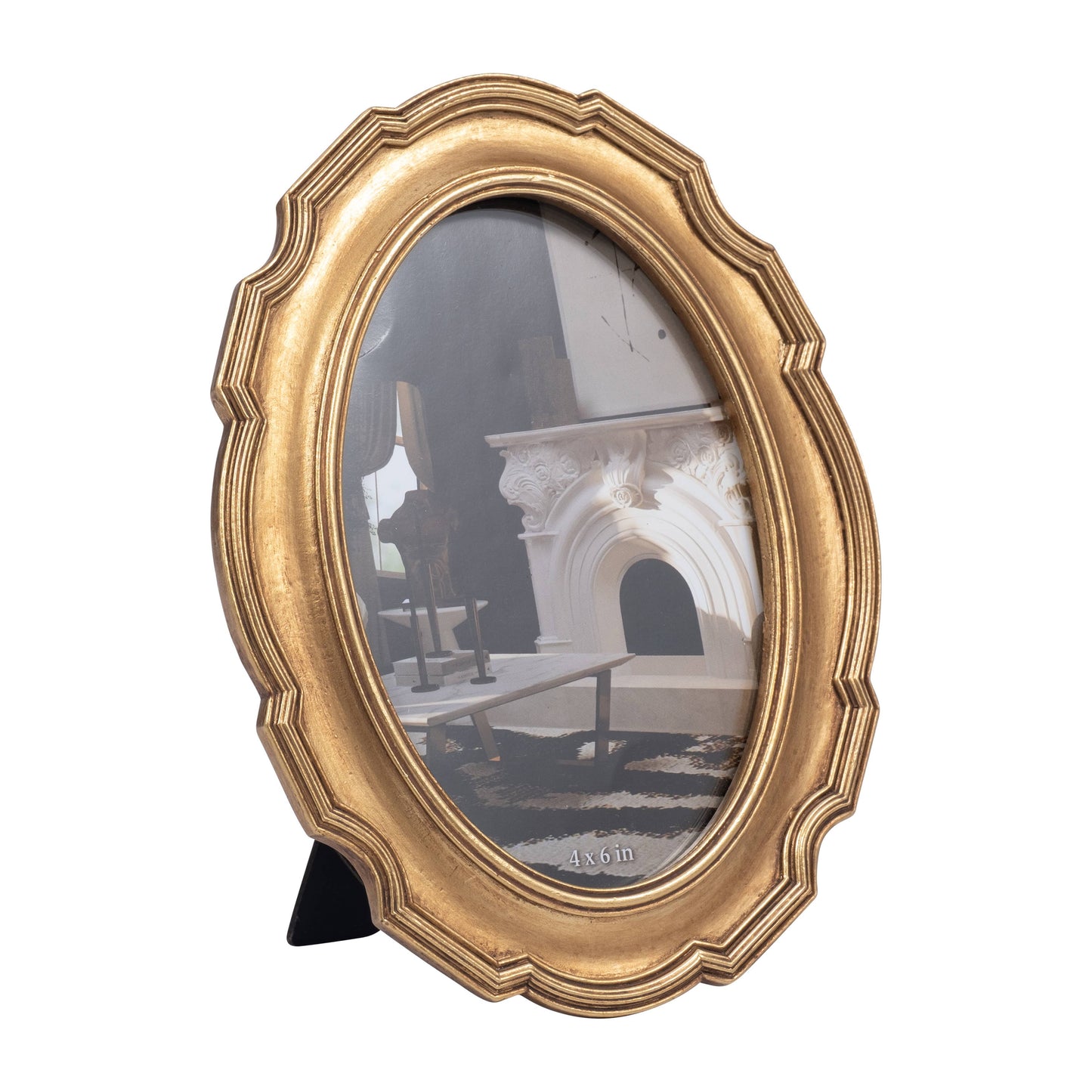 4x6 Gold Polyresin Round Vintage Style Photo Frame