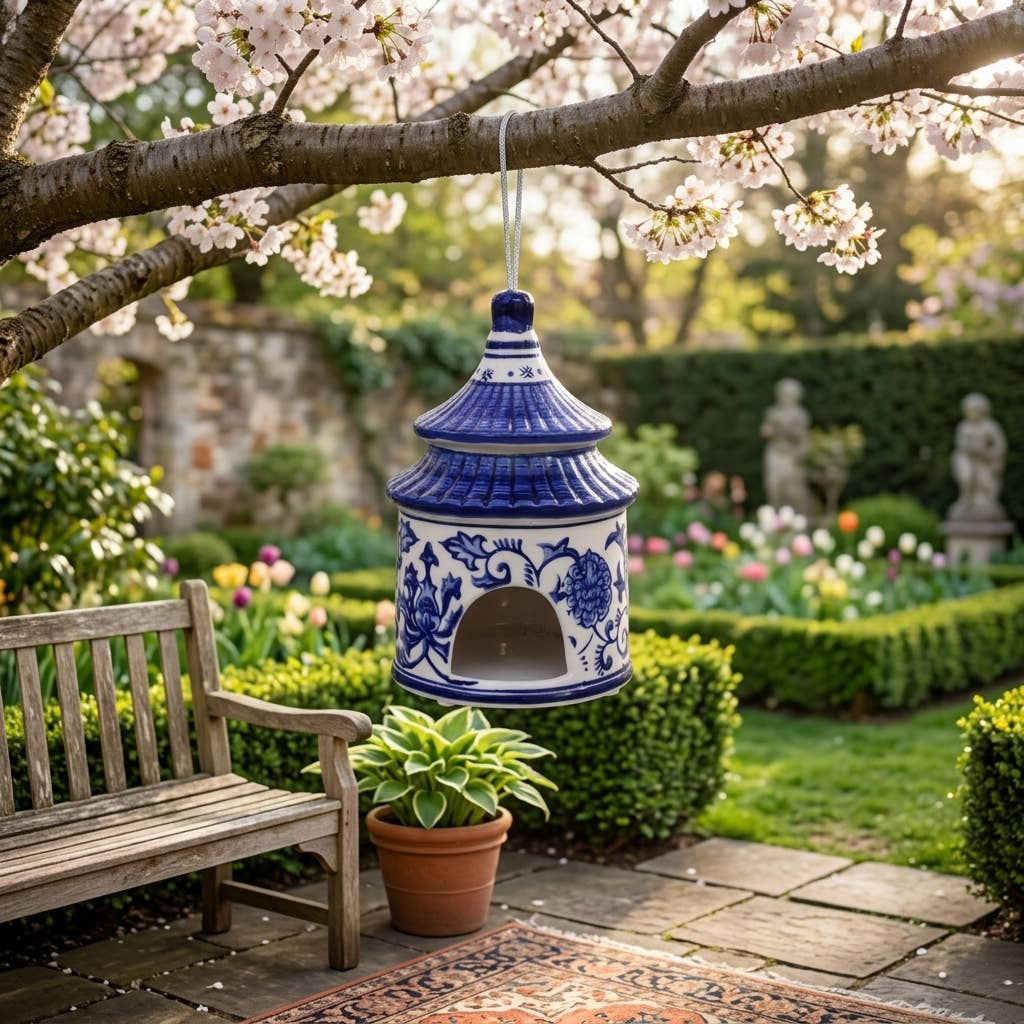 Ceramic Chinoiserie Bird House