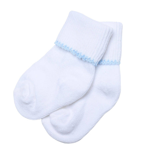 White & Blue Pima Cotton Socks