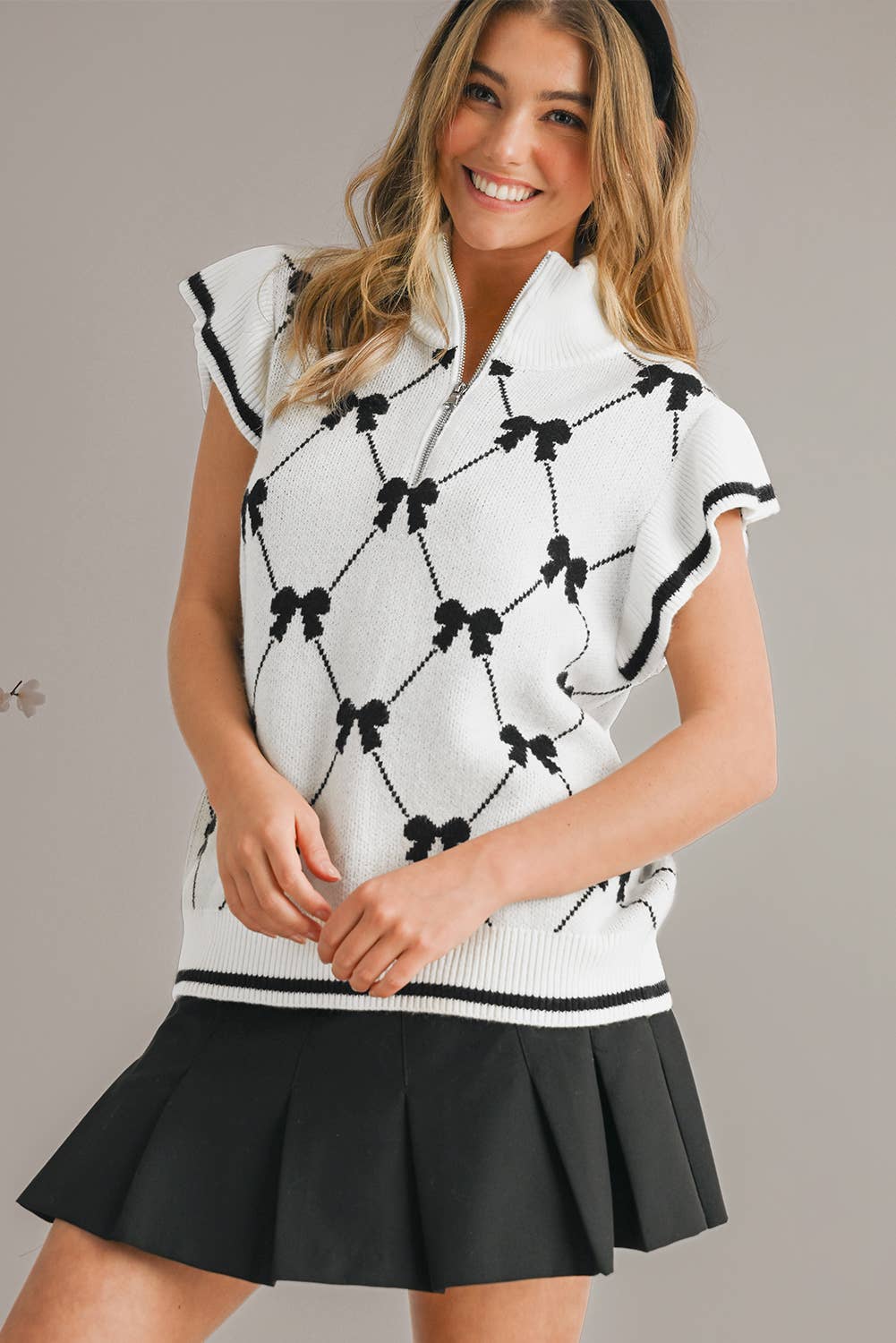 Bow Zipper Sweater