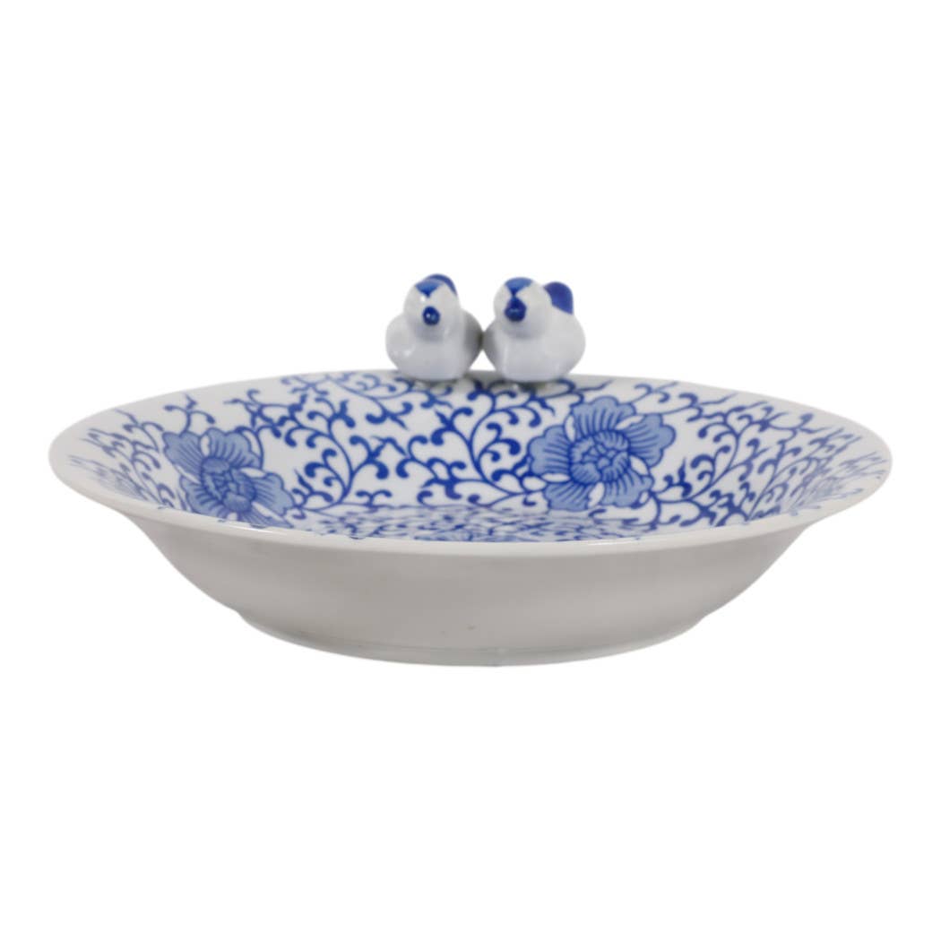 Ceramic Patterned Chinoiserie Bird Bath