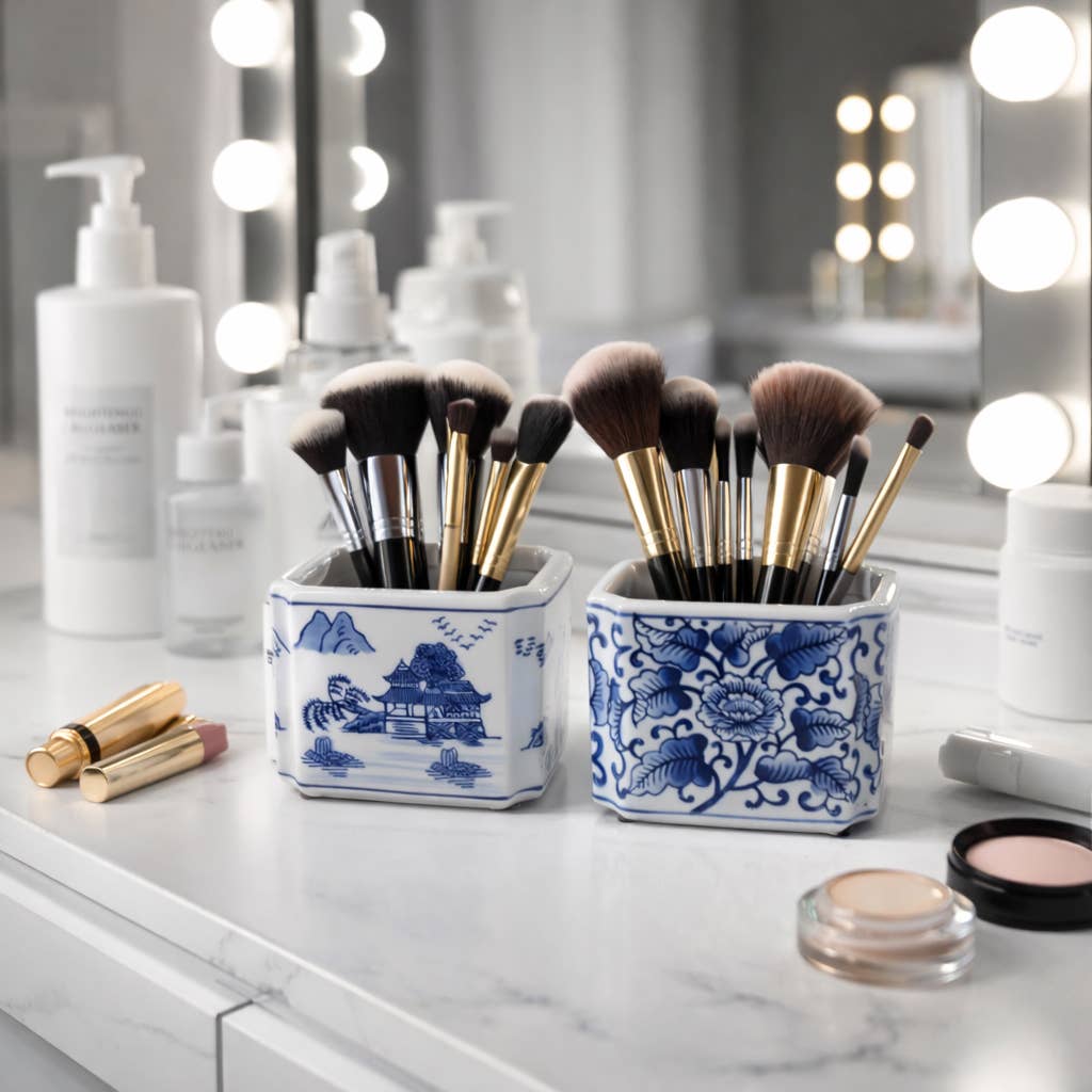 Blue and White Cermaic Pencil Cup