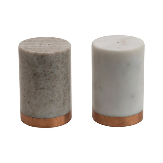 Marble Salt & Pepper Shaker Set with Copper Base