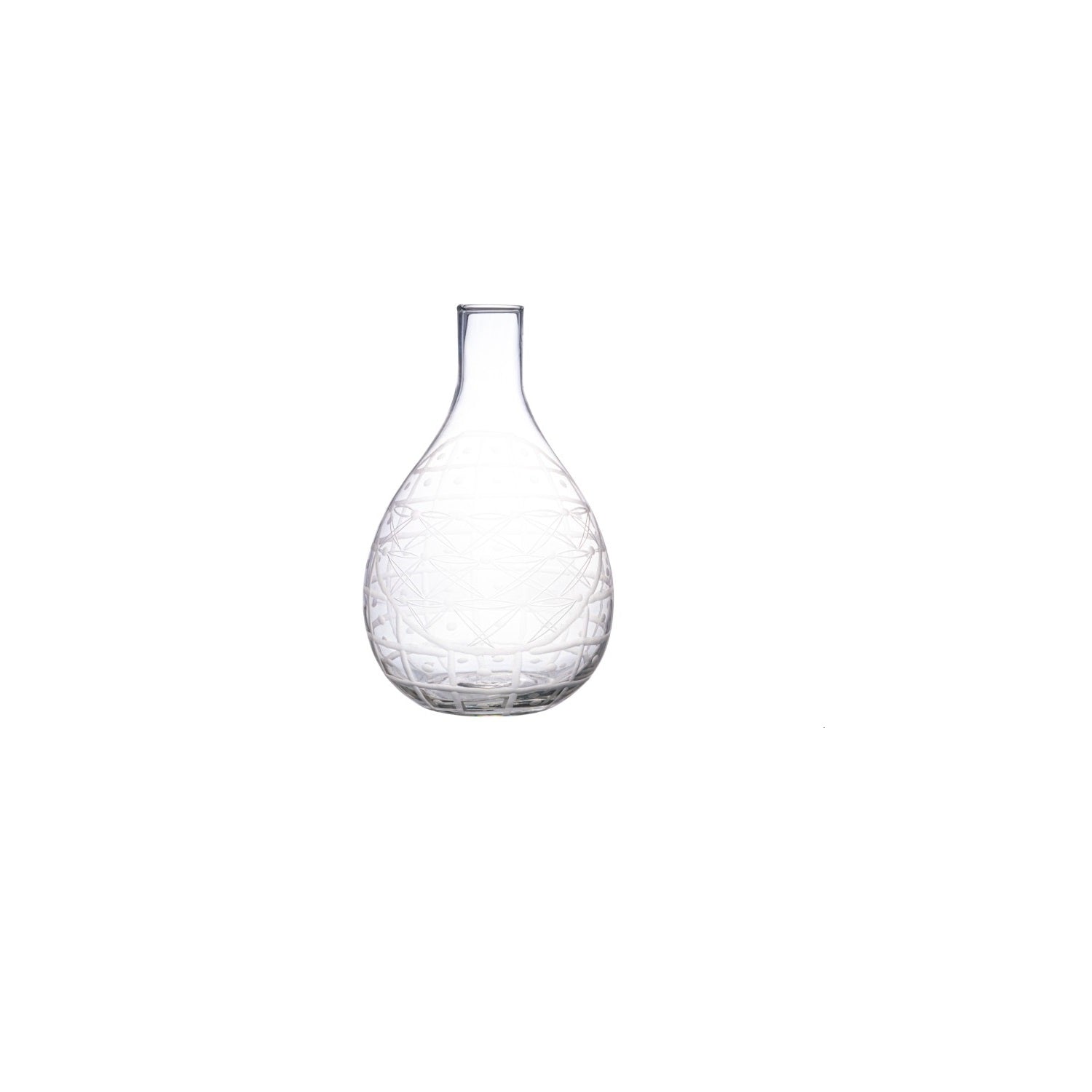 3-1/2 Quart Hand-Blown Etched Recycled Glass Carafe