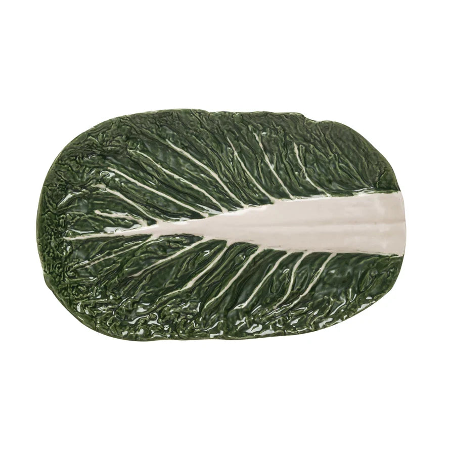 Hand-Painted Stoneware Cabbage Shaped Platter