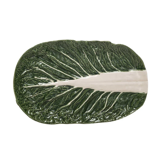 Hand-Painted Stoneware Cabbage Shaped Platter