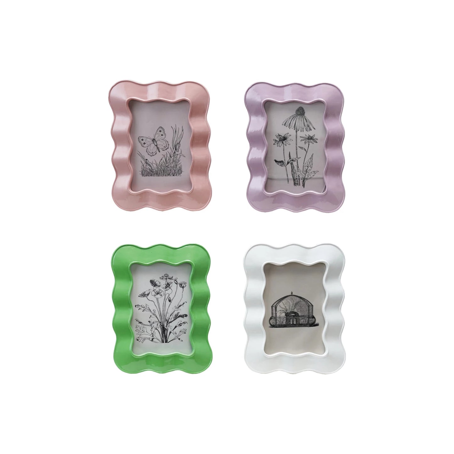 Resin Wavy Photo Frame, 4 Colors (4" x 6" Photo)