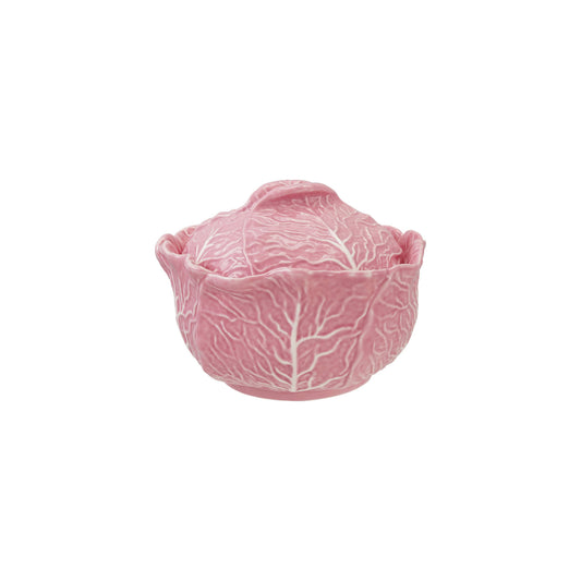 2-1/2 Quart Stoneware Cabbage Shaped Tureen, Pink