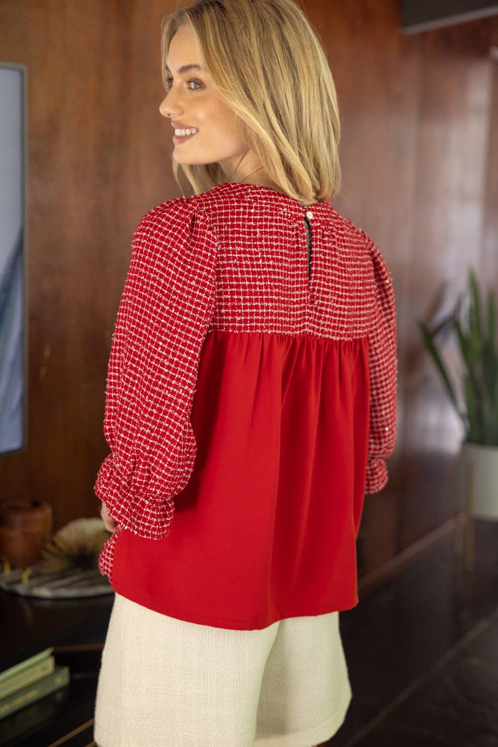 Red Tweed Top
