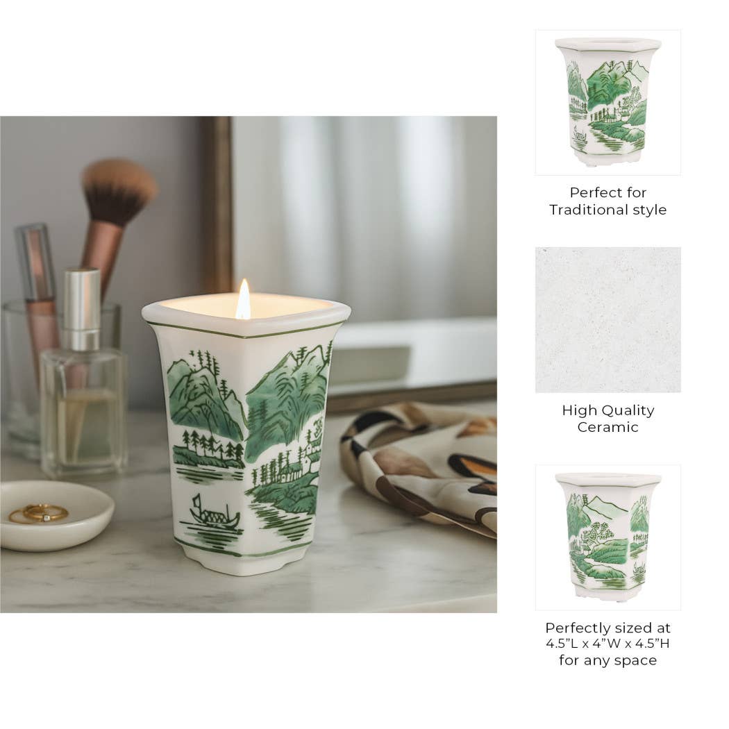 6 oz Green Cermaic Sage & Eucalyptus Candle