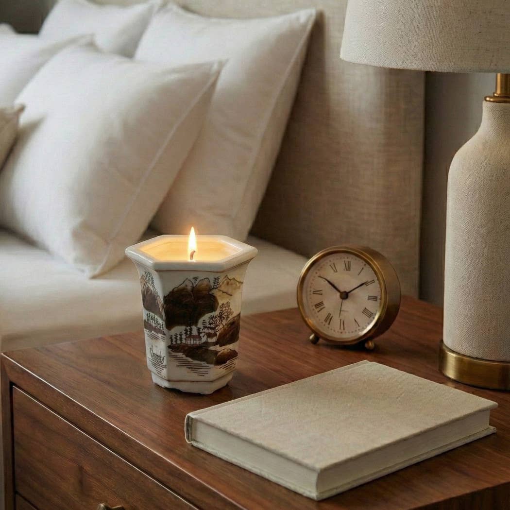 6 oz Brown Cermaic Sage & Eucalyptus Candle