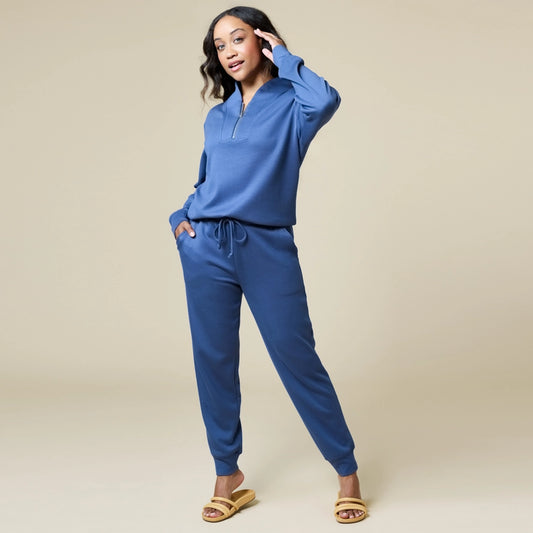 Softies DreamTech Quarter Zip Jogger Set- Sky Blue