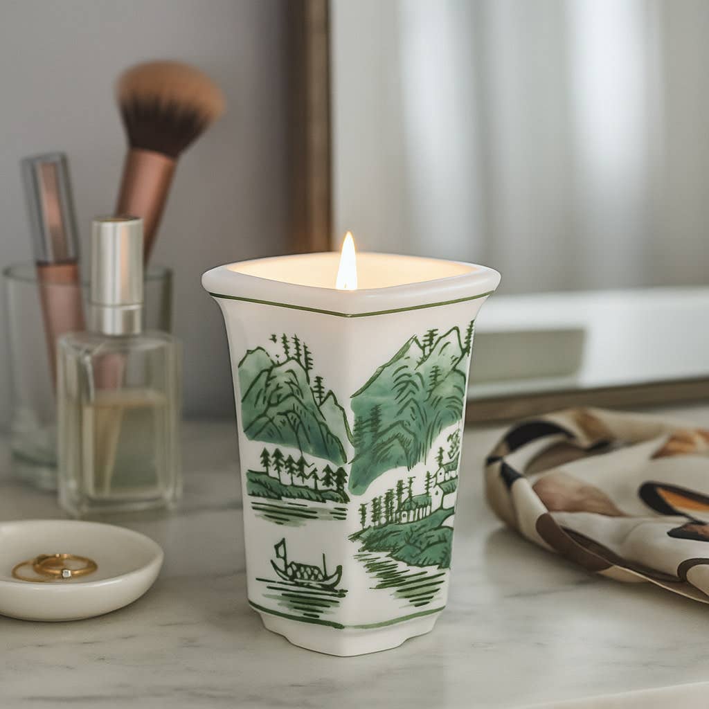 6 oz Green Cermaic Sage & Eucalyptus Candle