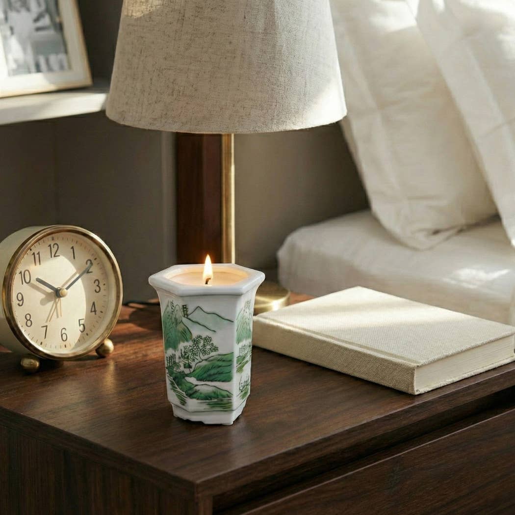 6 oz Green Cermaic Sage & Eucalyptus Candle