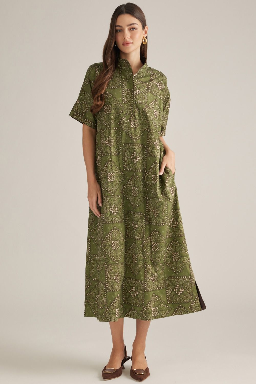 Sullivan Olive Bandana Maxi Dress