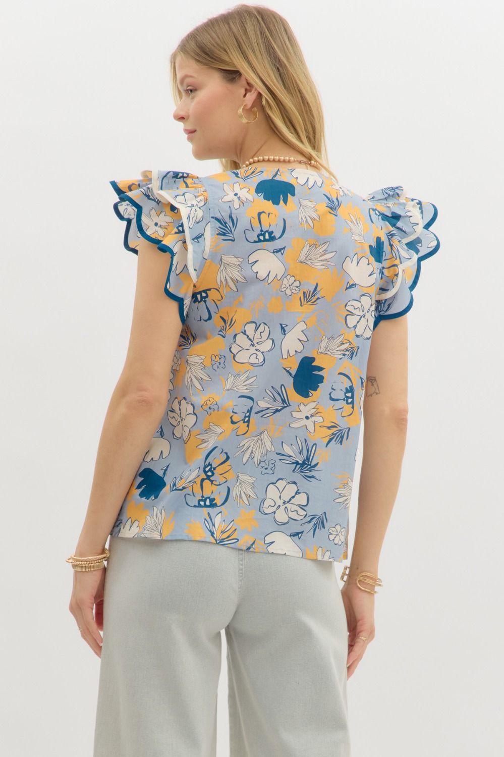 Slate Blue Floral Top