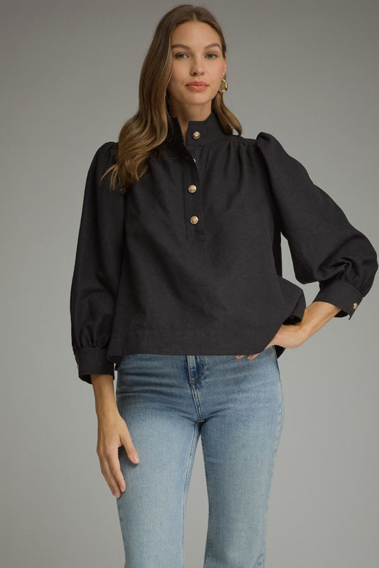 Callie High-Neck Puff Sleeve Top