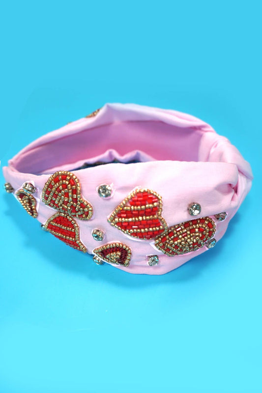 Pink Beaded Headband
