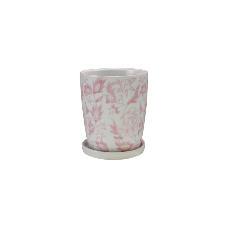 Pink and White Floral Planter