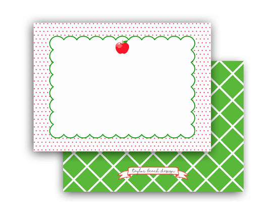 Back to School Dotted Apple Flat Note Cards