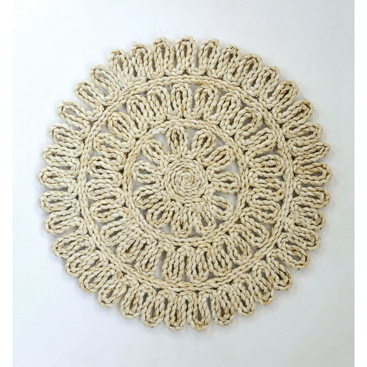 Creative Co-Op Round Beige Woven Straw Placemat