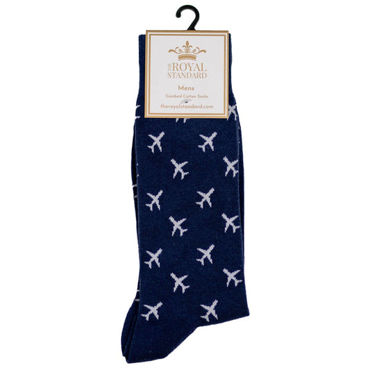 Men's Airplane Socks Navy/White