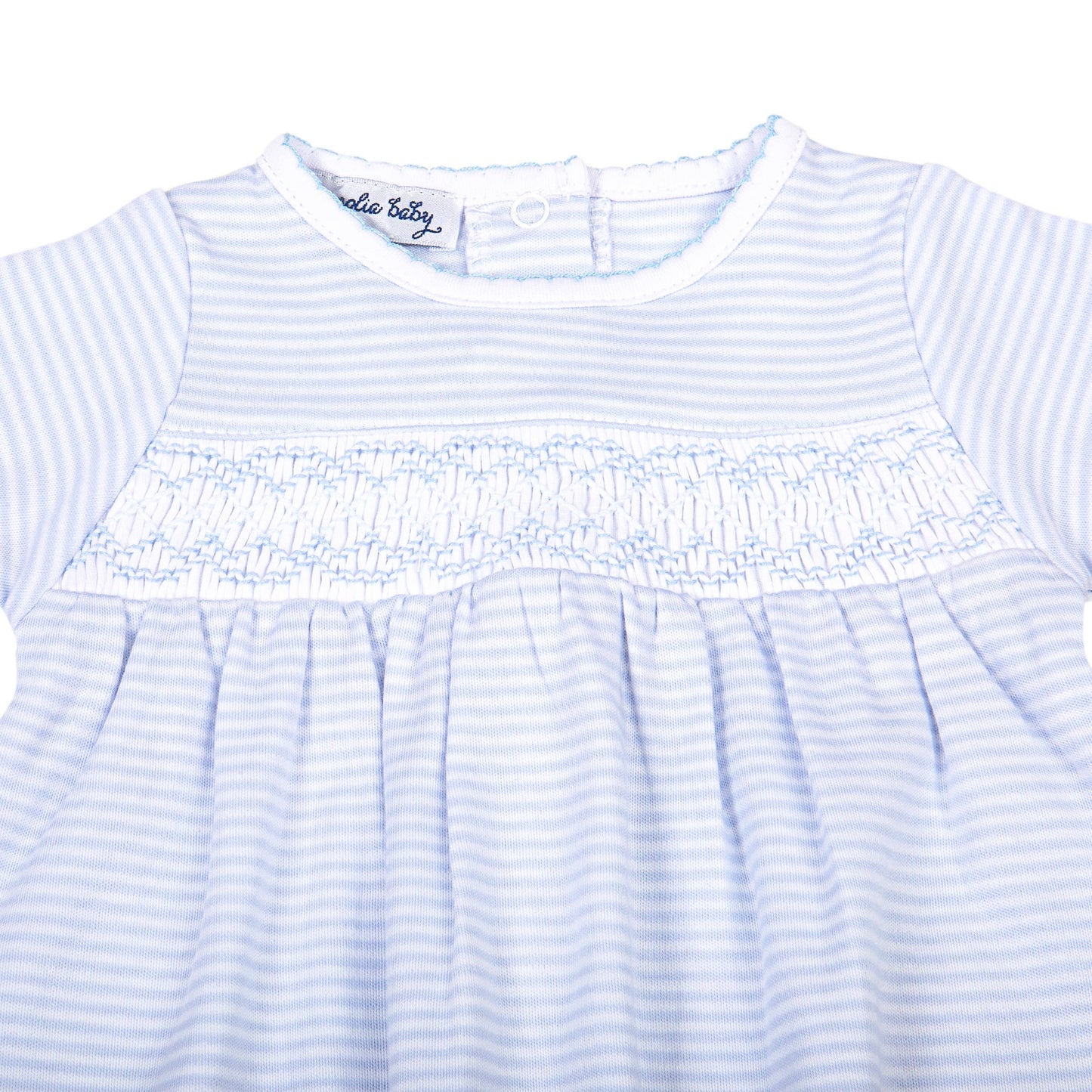 Mini Stripes Smocked Gown - Blue