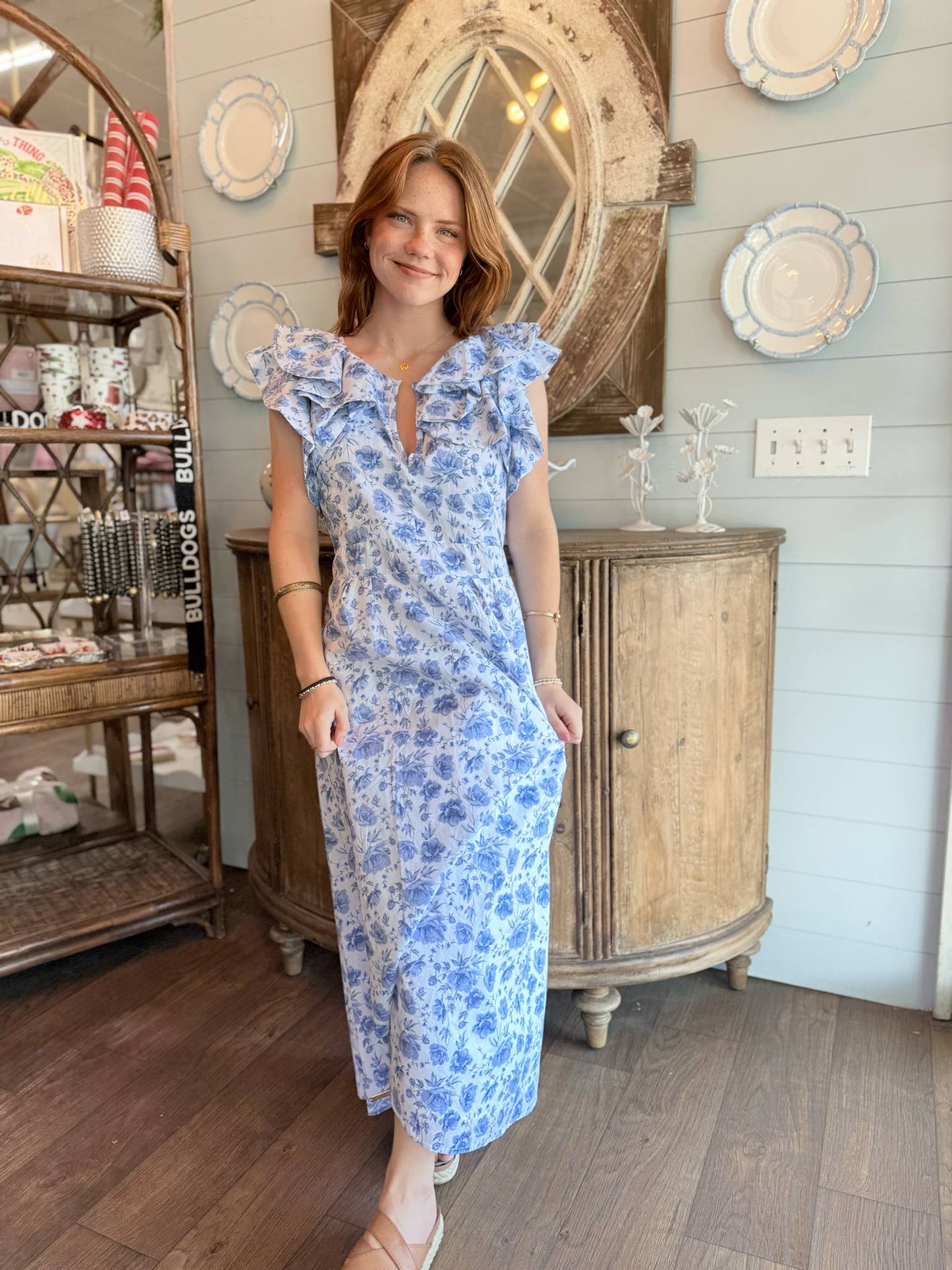 Blue Buds Maxi Dress