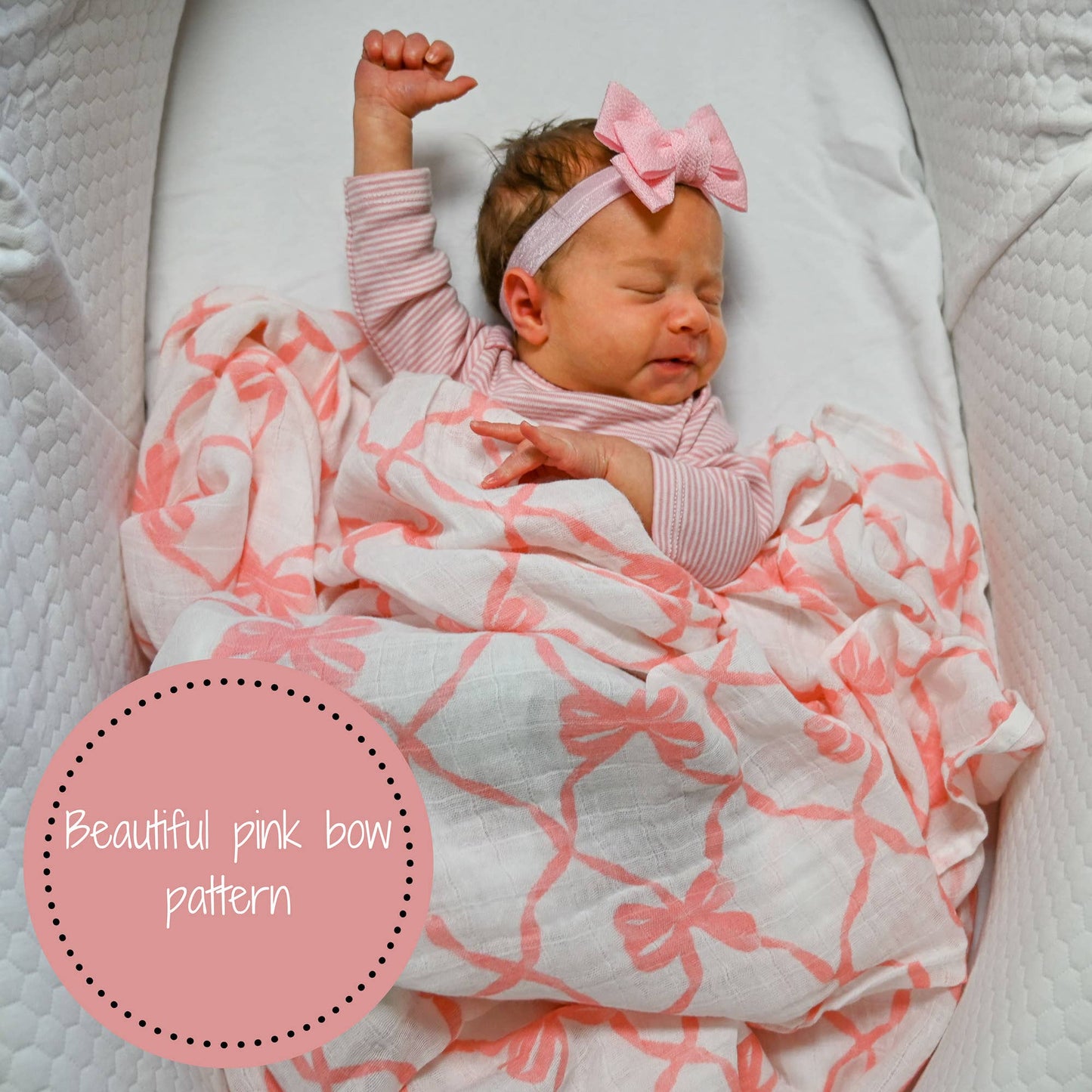 Pink Bow Baby Swaddle Blanket