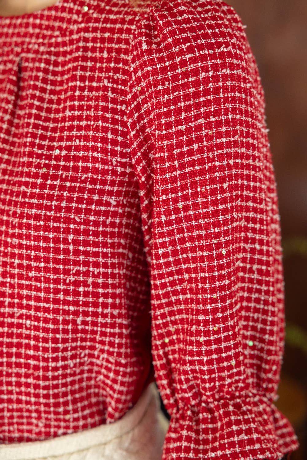 Red Tweed Top