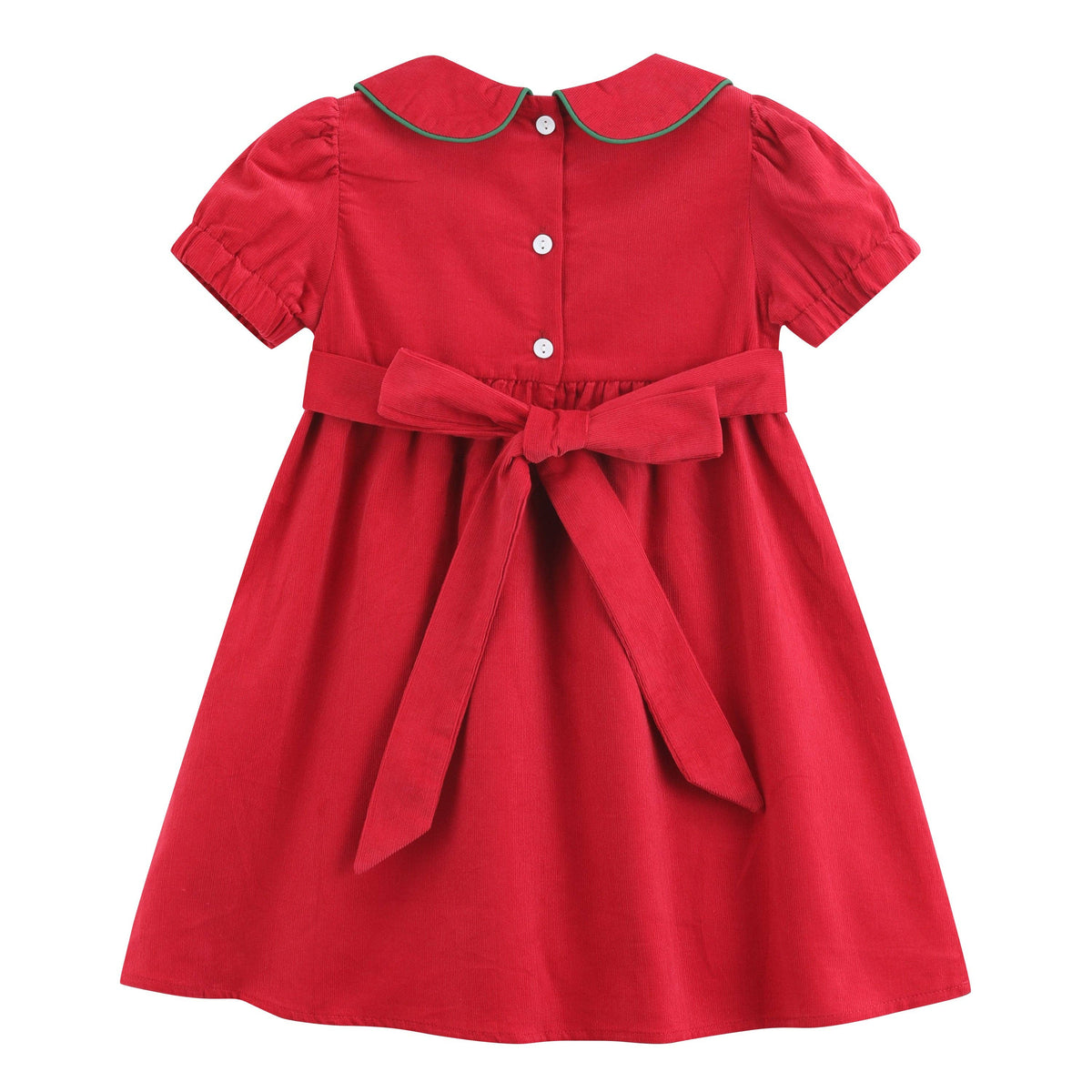 Red Corduroy Christmas Smocked Dress