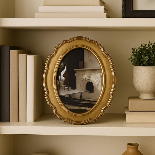 4x6 Gold Polyresin Round Vintage Style Photo Frame